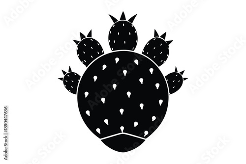 cactus pear silhouette line art vector illustration