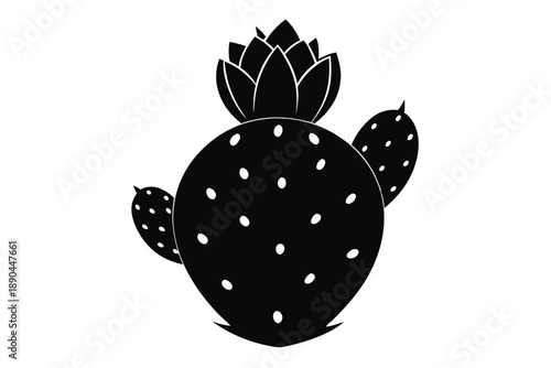 cactus pear silhouette line art vector illustration