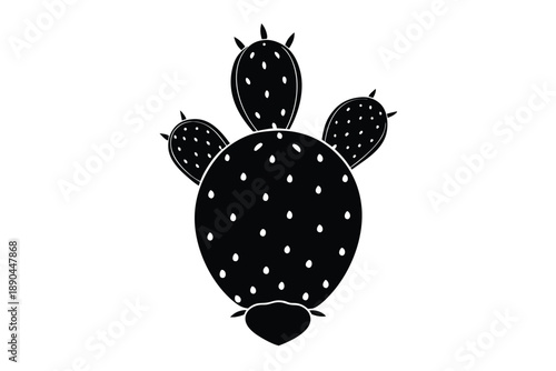 cactus pear silhouette line art vector illustration