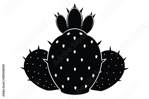 cactus pear silhouette line art vector illustration