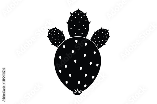cactus pear silhouette line art vector illustration
