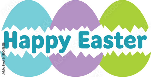 Colorful easter eggs with happy easter greeting