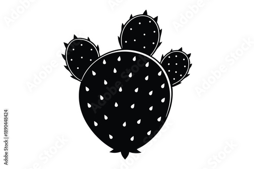 cactus pear silhouette line art vector illustration