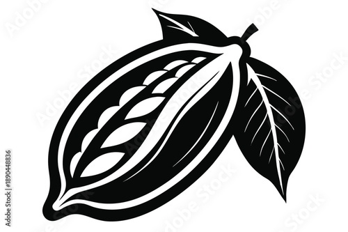 cacao pod silhouette line art vector illustration