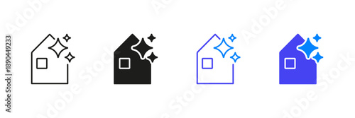 Smart Home Line And Solid Icons. AI Home Icon. Home Cleaning, Hygiene, And Maintenance Symbol Collection. Isolated Vector Illustration