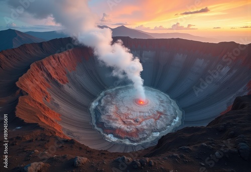 Enormous Volcanic Caldera Exquisite Crater Wonderland Eruptive Legacy Dynamic Geothermal Scene