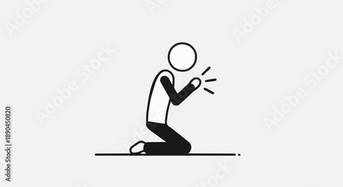 Person kneeling in prayer with hands together.