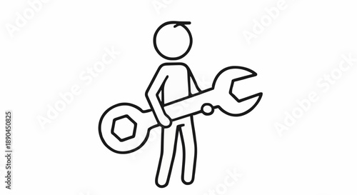 Person holding a large wrench tool icon.