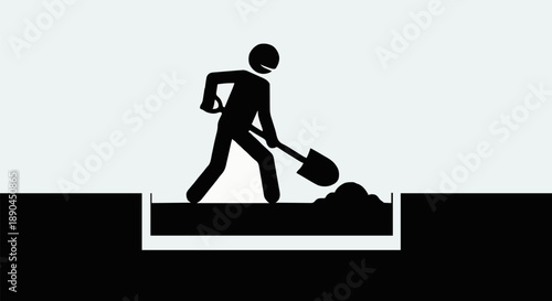 Person digging a hole with a shovel illustration.