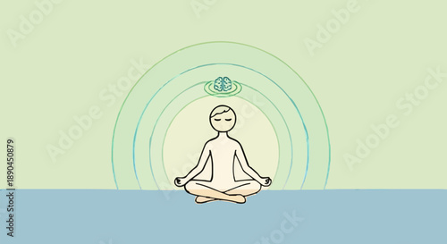 Person meditating in lotus pose with radiating energy waves.
