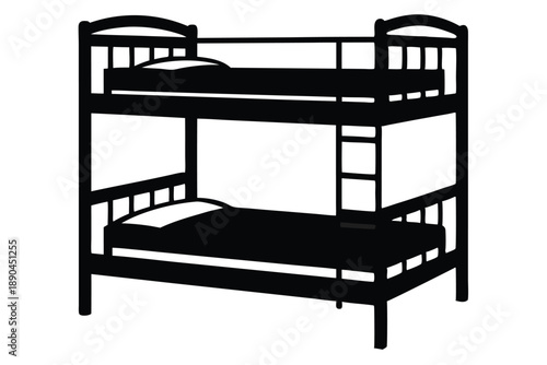 bunk bed silhouette line art vector illustration