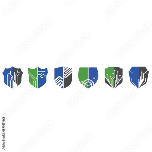 Wallpaper Mural Emblem Shield Icons with Circuit Abstracts Torontodigital.ca