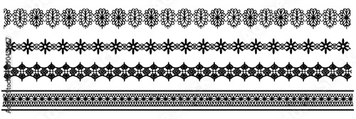 Collection of black and white stylized mountain range icons, vector graphics