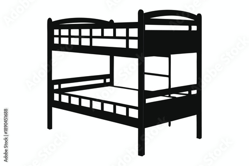 bunk bed silhouette line art vector illustration