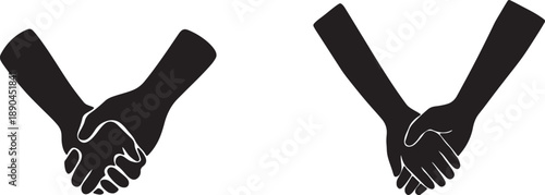 Two silhouettes of hands shaking each other, concept of unity, friendship, partnership