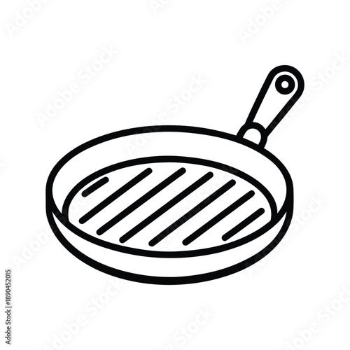 Grill pan line art icon isolated on white background