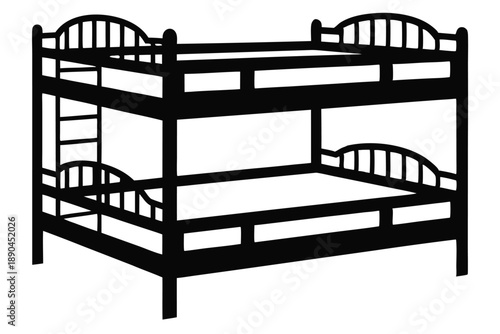 bunk bed silhouette line art vector illustration
