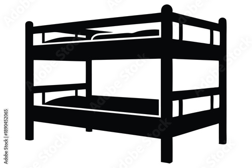bunk bed silhouette line art vector illustration