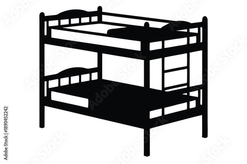 bunk bed silhouette line art vector illustration