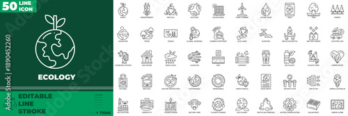 Ecology Line Editable Icons set