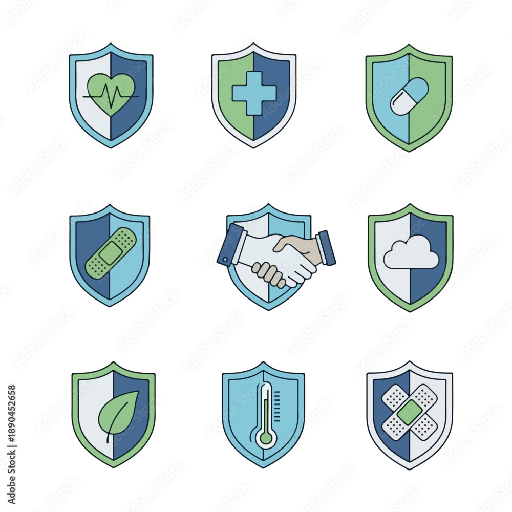 custom made wallpaper toronto digitalMedical Shield Icons Set