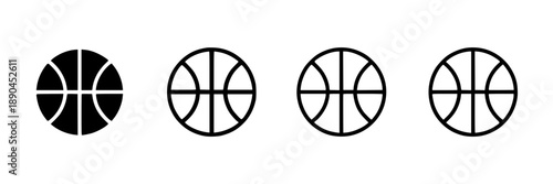 Collection of black and white stylized mountain range icons, vector graphics