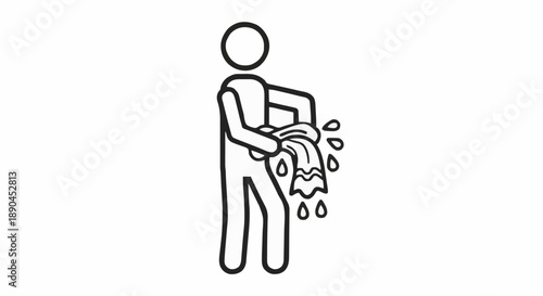 Person Wringing Out Wet Cloth Icon.