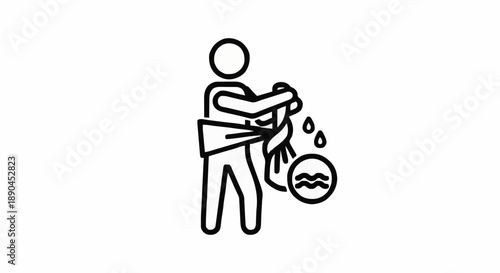 Person Wringing Out Wet Clothes Icon.