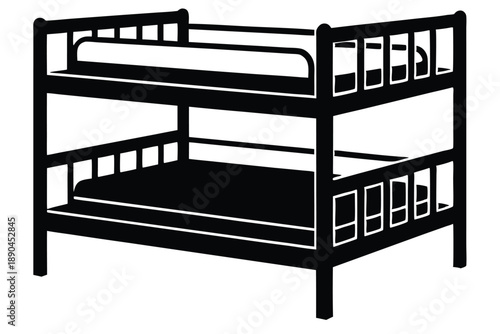 bunk bed silhouette line art vector illustration