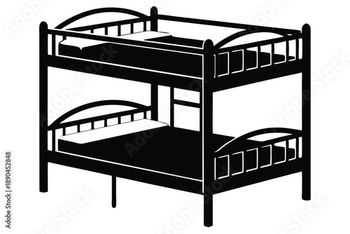 bunk bed silhouette line art vector illustration