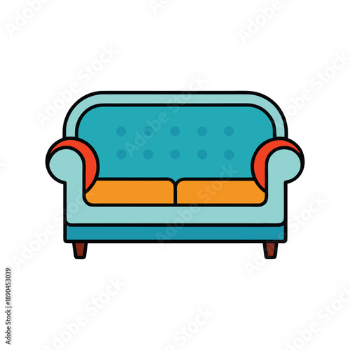 Colorful sofa icon flat design illustration isolated on white background