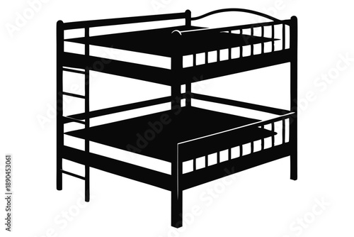 bunk bed silhouette line art vector illustration