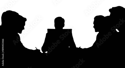 Business professionals in a meeting silhouette working together on a strategic plan