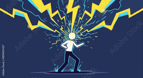 Person struck by lightning bolts energy.