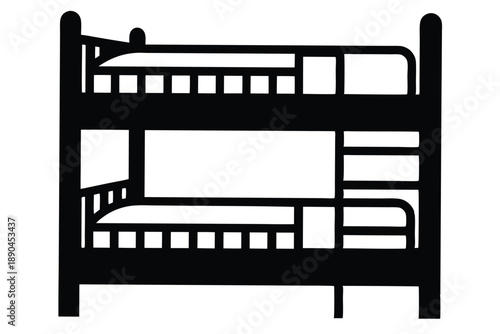bunk bed silhouette line art vector illustration