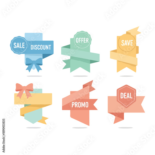 Sale and Promotion Badges with Ribbons