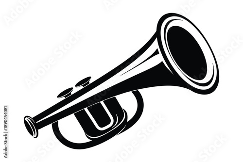 bugle silhouette line art vector illustration