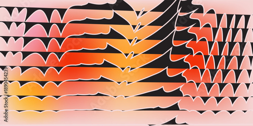 Ripple glass texture background, vertical ribbed gradient, soft blurred center. Modern abstract distortion surface, vector illustration