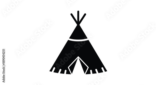 Simple black silhouette of a traditional native american teepee structure