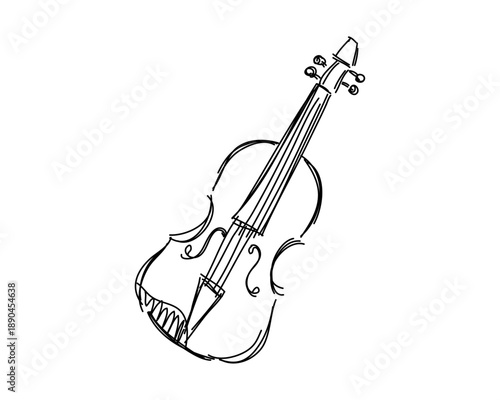 Doodle sketch style violin Hand drawn line vintage Editable stroke.