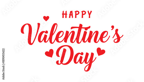 Happy valentine's day greeting with red hearts and cursive text