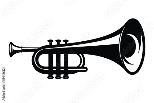 bugle silhouette line art vector illustration