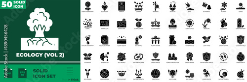 Ecology Solid Editable Icons set