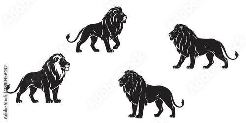 lion silhouettes set
