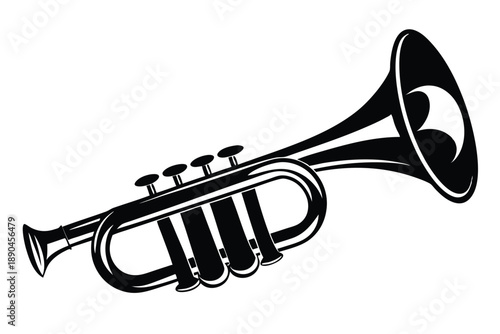 bugle silhouette line art vector illustration