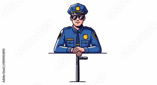 Police Officer Standing Uniformed Law Enforcement Officer.