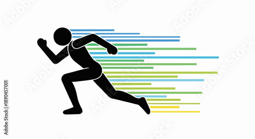Runner Silhouette Motion Speed Lines Graphic.