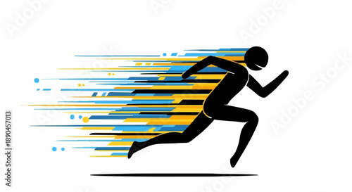 Runner Silhouette Motion Speed Abstract Lines.