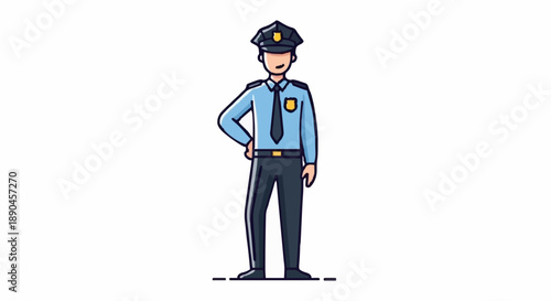 Police Officer Standing Confidently in Uniform.