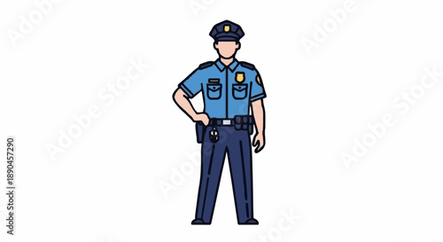 Police Officer Standing Confidently in Uniform.